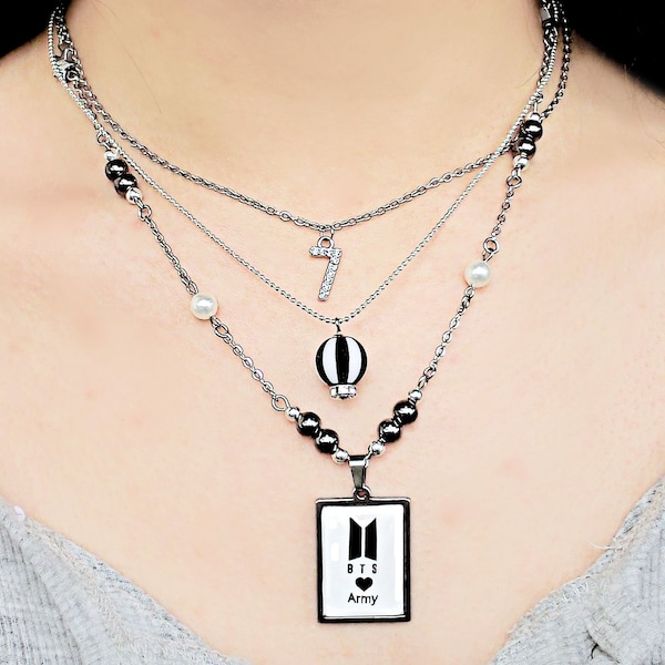 BTS Army Logo Inspired Necklace. BTS Necklace, BTS Jewelry Accessories, Jimin's Necklace, Jungkook Necklace, Women Men Necklace, Y2K style