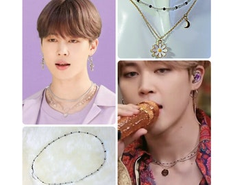 BTS Jimin Inspired Beaded Necklace and Daisy Flower Moon