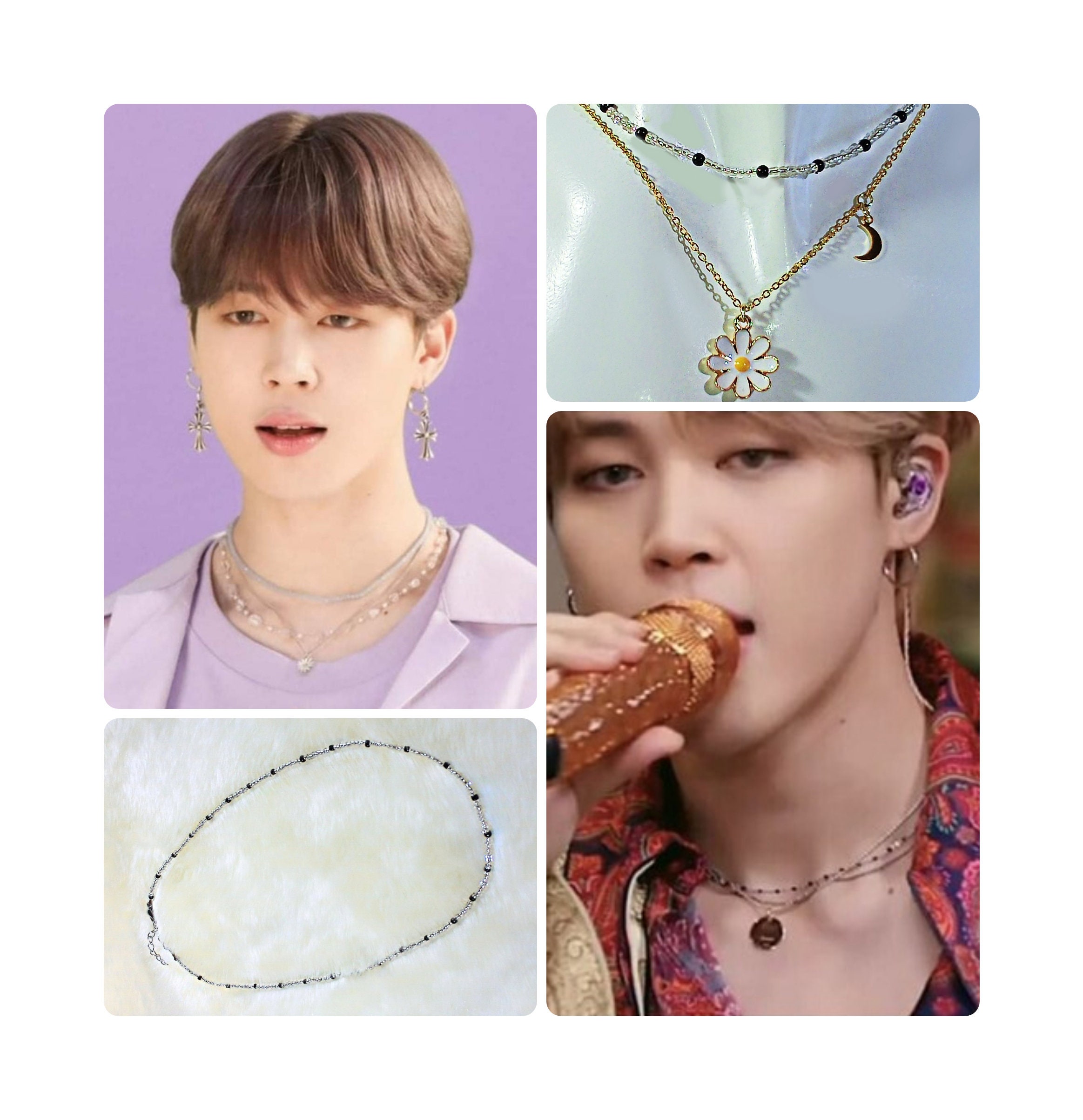世界的に BTS ジミンにインスパイアされたビーズネックレスとデイジー ミュージシャン