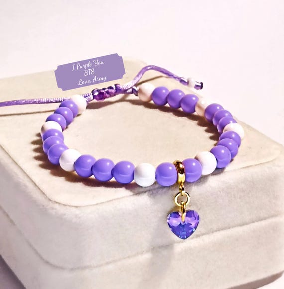 Buy I Purple You BTS Bracelet: Crystal Heart Charm, Adjustable