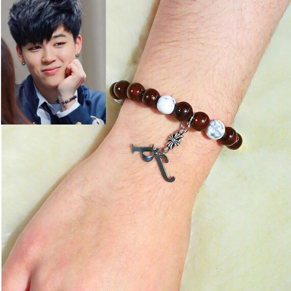 BTS Jimin inspiriert braune Perlen Armband. BTS Merch. Kpop Style Armband. BTS Accessoires Etsy