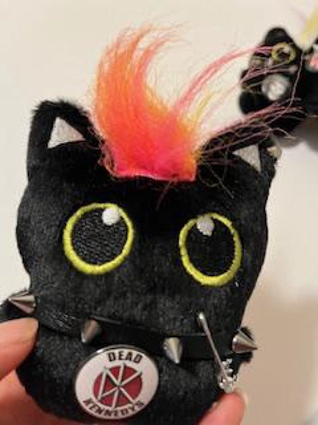 Mohawk Key Chain Punk Rock Black Cat Keychain Large Plush - Pink Yellow Mohawk - Etsy