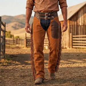Niestandardowe czapsy z frędzlami z zamszu western | Ręcznie robione kowbojskie spodnie rodeo | Odzież robocza na ranczo | Spodnie jeździeckie na pokazy jeździeckie