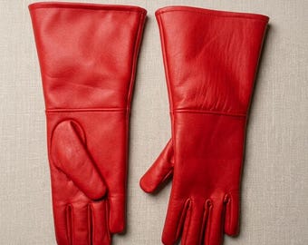 Gantelets en cuir rouges | Gants longs pour cosplay et super-héros | Accessoires de costume de garde impériale