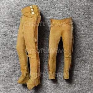 Męskie spodnie ze skóry zamszowej w stylu western z frędzlami, w stylu vintage kowbojskim, wytrzymałe spodnie hipisowskie, boho festiwalowe chaps, retro zachodni wygląd