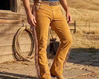 Handmade Suede Fringe Pants | Rodeo Flare Western Cowgirl Trousers | Custom 70s Cowboy Hippie Festival Pants
