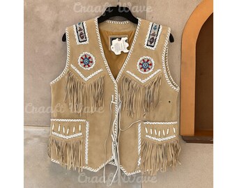 本革 スエード フリンジ レザーベスト 38 メキシコ製 ネイティブ ウエスタン asianasian_2130001