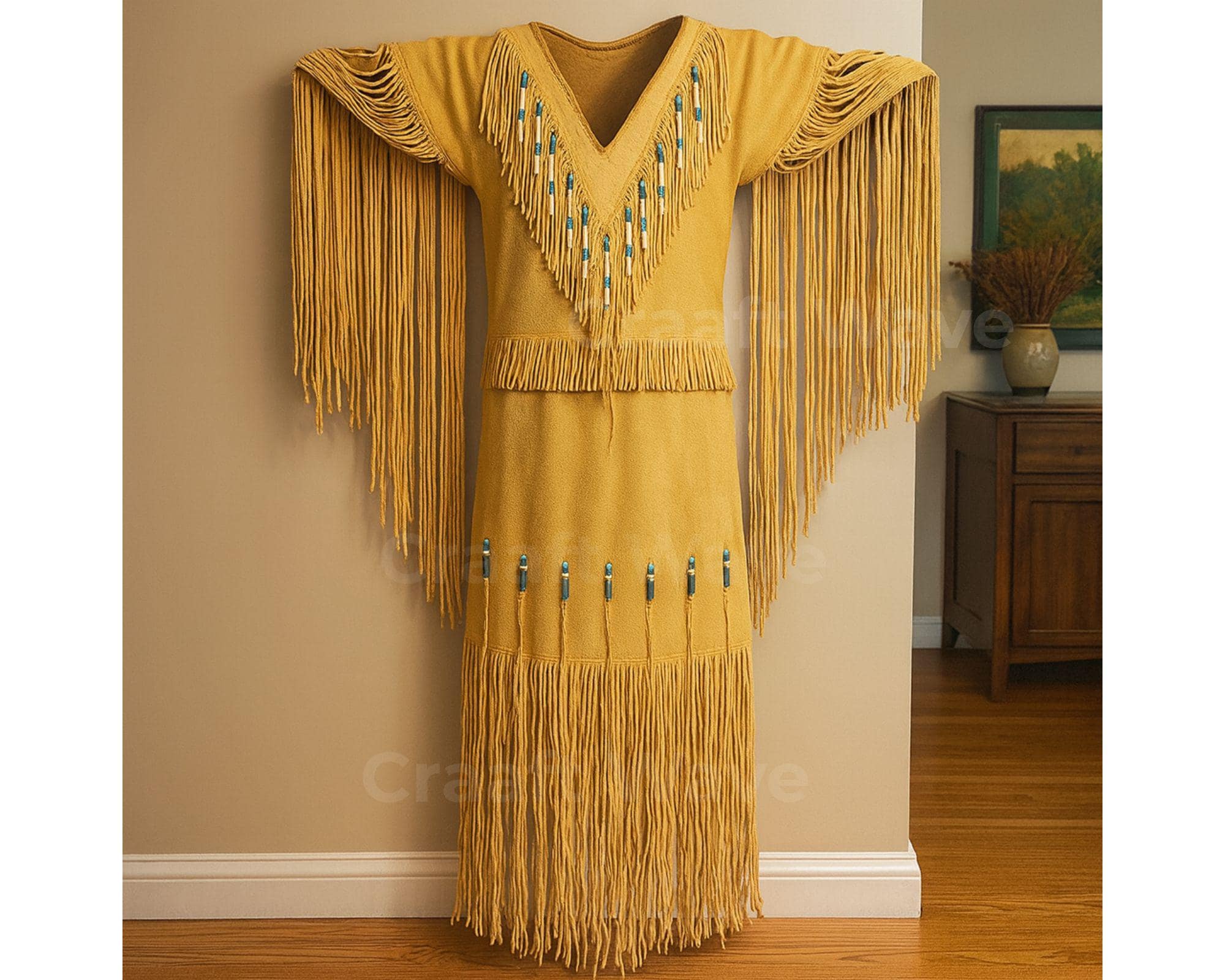 beaded buckskin dress for sale NATIVE AMERICAN CHEROKEE BEADED WOMANS BUCKSKIN BEADED 1930's DRESS   Triple A Antiques