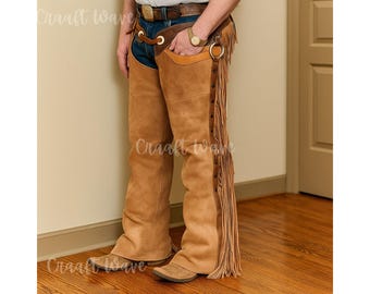 Handmade Suede Fringe Chaps | Western Cowgirl Riding Gear | Custom Cowboy Ranch & Rodeo Style Gear