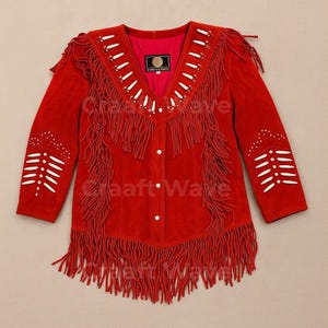 Handgefertigte Damen Western Cowgirl Wildlederjacke mit Fransen, Boho Fransen Ledermantel, Vintage Style Damen handgefertigte Wildlederjacke