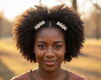 Cowrie Shell Hair Barrettes Set | Beach Boho Statement Clips | Handmade Tribal Hair Jewelry Gift for Her Natural Hair