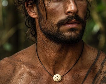 Naked Survival Necklace Primitive Bush Craft Jewelry for Him Her Handmade Bone Bead Adornment Leather Cord Choker Gift