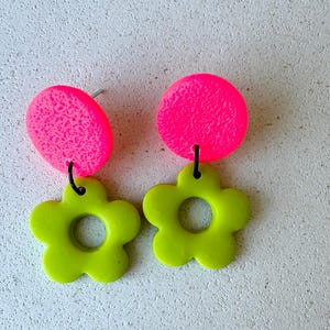 Vibrant Handmade Polymer Clay Flower Earrings: Lightweight Colorful Statement Jewelry for Summer