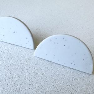 Large White Clay Stud Earrings – Handmade Polymer Jewelry – Lightweight Gift for Her – Bold Summer Statement Studs