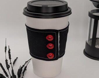 Schwarzer Marienkäfer-Kaffeetasse Gemütliche Stoffhülle Heißgetränke-Schutz-Verpackungs-Hochzeits-Accessoire-weiches subtiles Muster-Design Umweltfreundliches wiederverwendbares