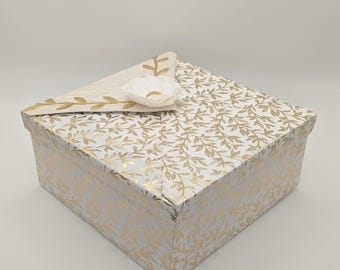 Goldene Kuchenbox Cupcake Tote Keksaufbewahrung mit Deckel Luxus Geschenkverpackung Hochzeit Goodies Goldrebe Design Andenken Umschlag für Rezepte