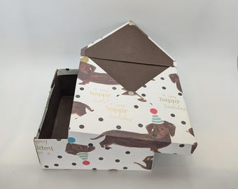 Dog Birthday Box Gift Packaging Magnetic Closure Dachshund Decorative Container Fun Unique Present Wrapping Dog Theme Party Supplies Animal