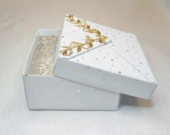 Sterne Himmel Box Handgefertigte Luxusverpackung Premium Design Weißgold Stern Andenken Aufbewahrungsbox Geschenk für ihre Babyparty Elegante ErinnerungsGeschenkBox