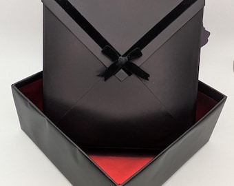 Schwarz Rot Luxus Magnetische Geschenkbox Andenken Geschenk für Ihn Verpackung Elegante Samtband Metallic Gefüttert Geschenk Umschlag Magnet Design Deckel