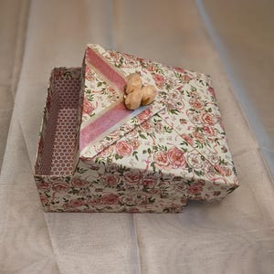 Note&Gift - Romantic Floral Gift Box with Lid – Handmade Decorative Box for Weddings, Birthdays, Keepsakes