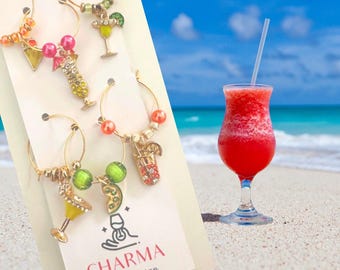 Beach  Wine / Cocktail Charms (Set of 6)