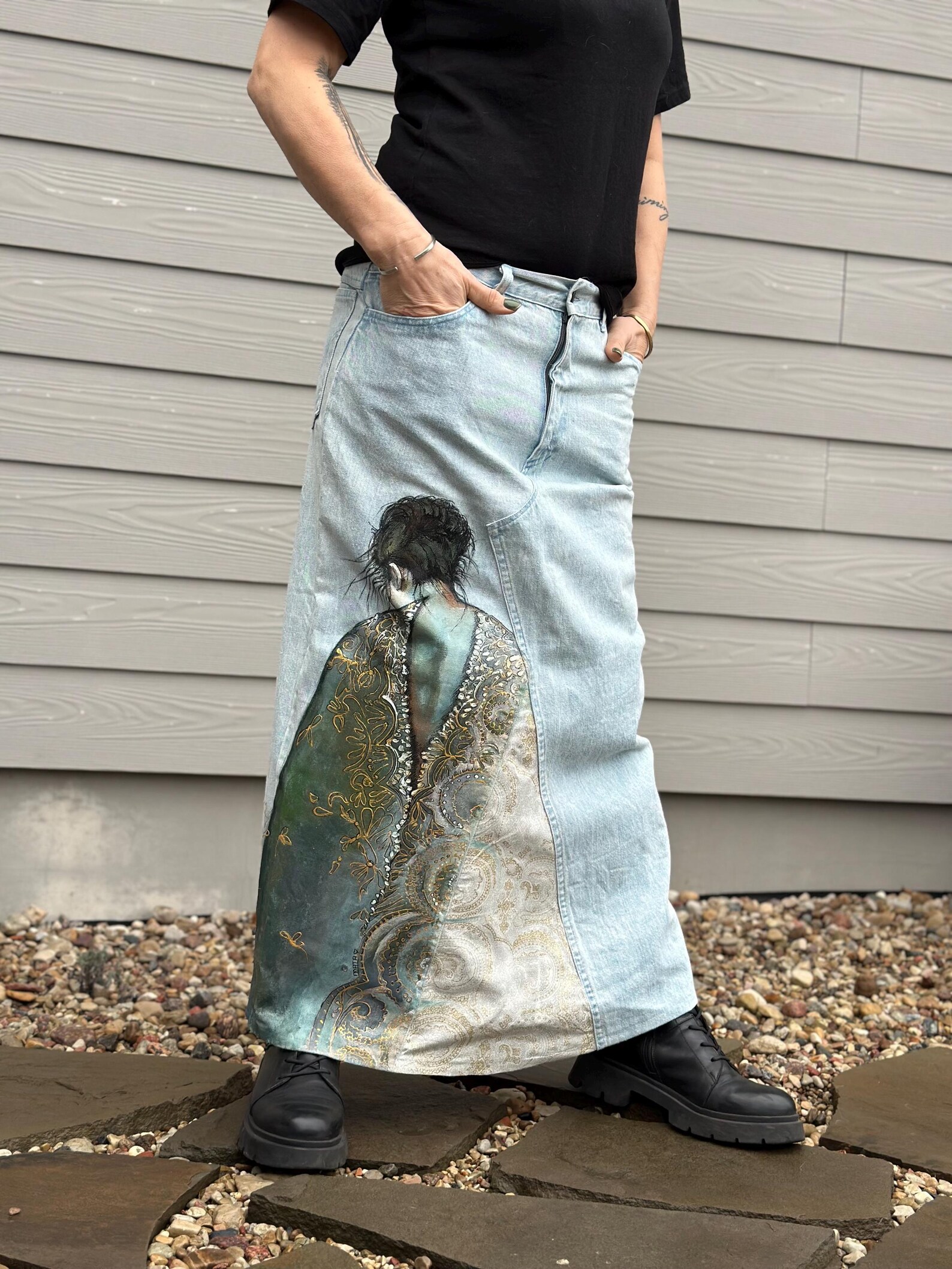 Mon-petit Denim Painter Skirt Tan
