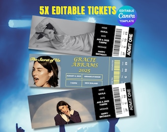 Editable Gracie Abrams Concert Ticket Template, Editable Concert Ticket Templates, Gracie Abrams Ticket Gift Keepsake, Canva Editable Gracie