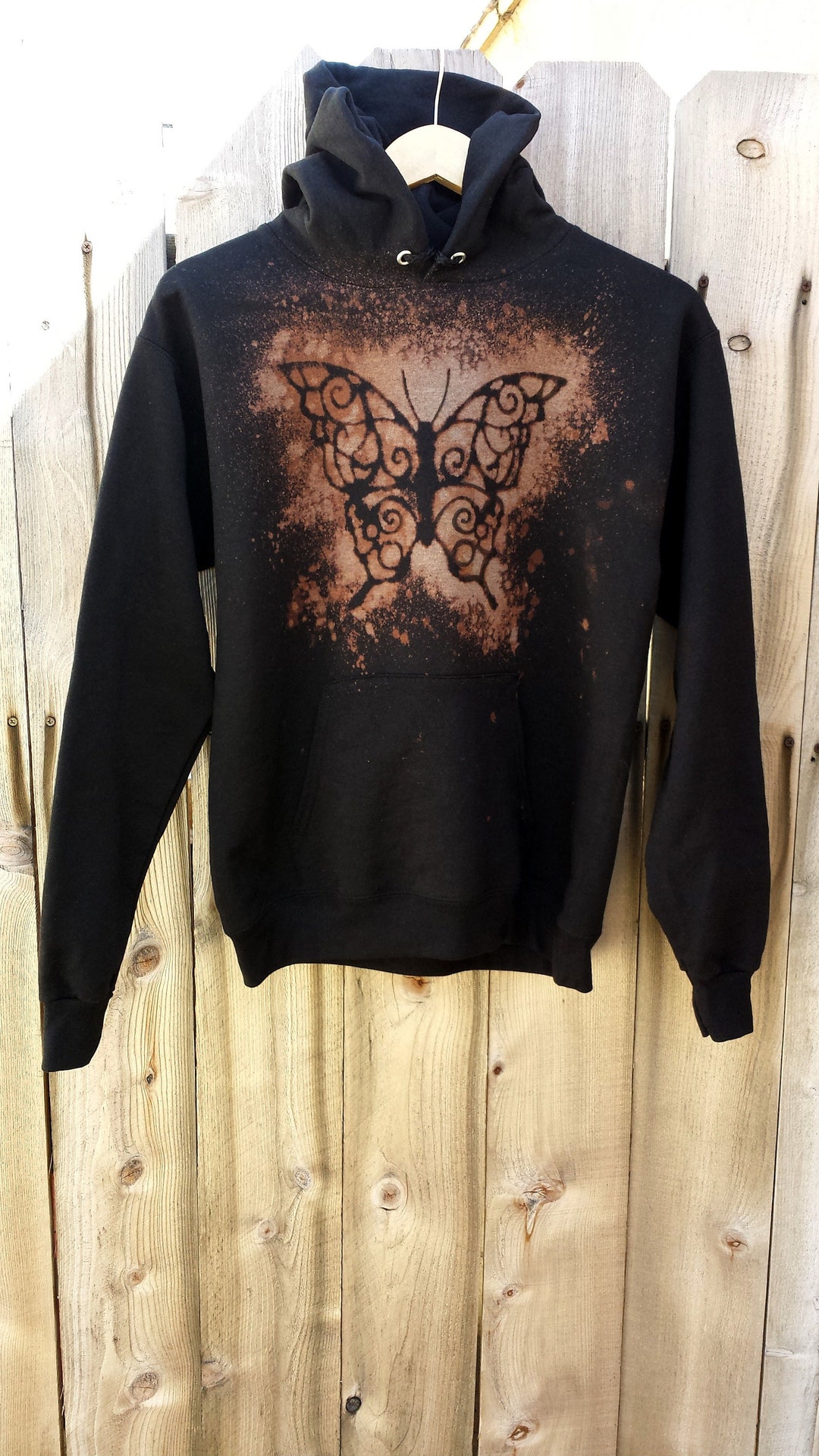 Boho Butterfly Hoodie One of a Kind, Distressed Butterfly Hoodie