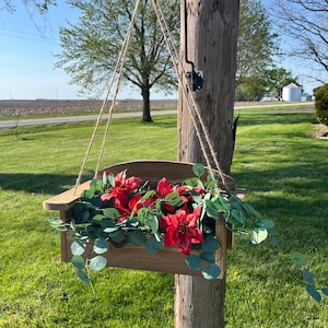Rustic Reclaimed Cedar Hanging Planter Box - Handcrafted from Telephone Poles