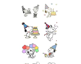 20 Happy Birthday Snoppyy Design Bundle Cliparts,Digital Download, Cute dog Png, Birthday Png, Snooppyy png, digital images instant download