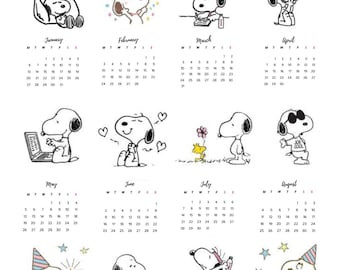 Snoopy Calendar 2025, Transparent PNG, Printable Calendar (Digital Download)