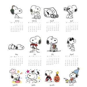 Calendar 2025 Png, Calendar Snoopy, Snoopy Calendar, Transparent Background, Printable Calendar ...