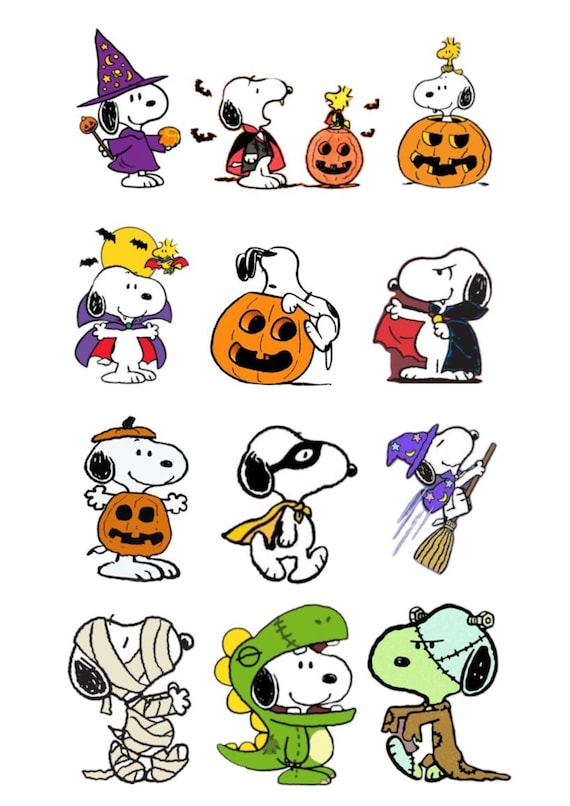 ハロウィン スヌーピー デザイン、ユニークなイラスト 12 点 (300 DPI