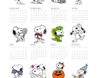 2026 Snoopy Calendar, Transparent PNG (Instant Download)