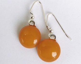 Boucles d’oreilles Mustard Fused Glass Short Dangle