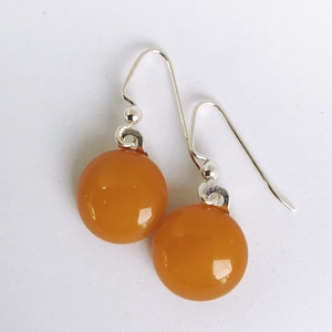 Mustard Fused Glass Short Dangle Earrings image 1