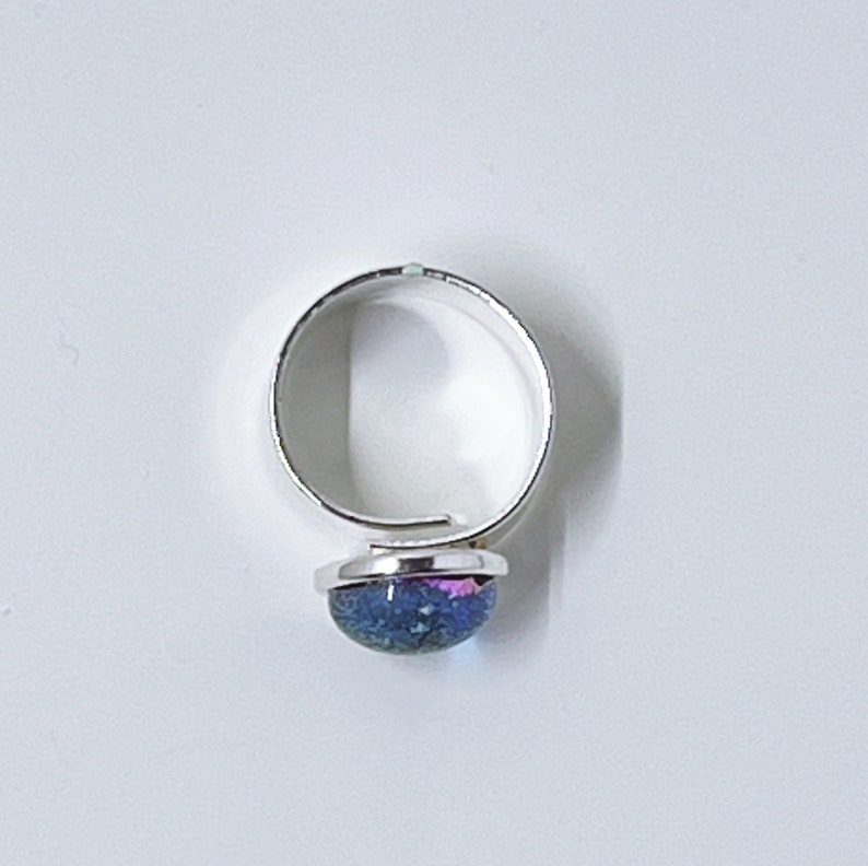 Pinky Purple Dichroic Fused Glass Adjustable Ring image 2