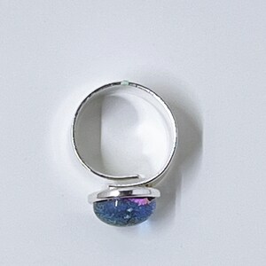 Purple Dichroic Fused Glass Adjustable Ring image 3