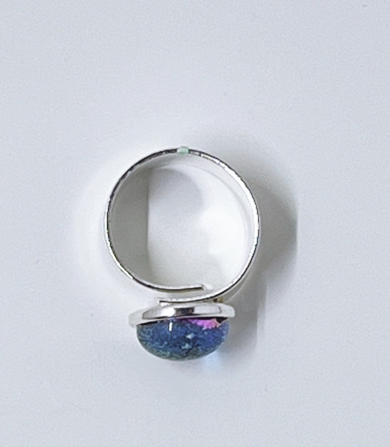 Purple Dichroic Fused Glass Adjustable Ring image 3