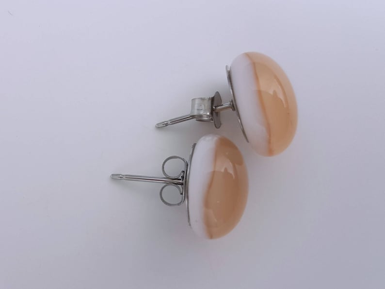 Champagne Fused Glass Stud Earrings