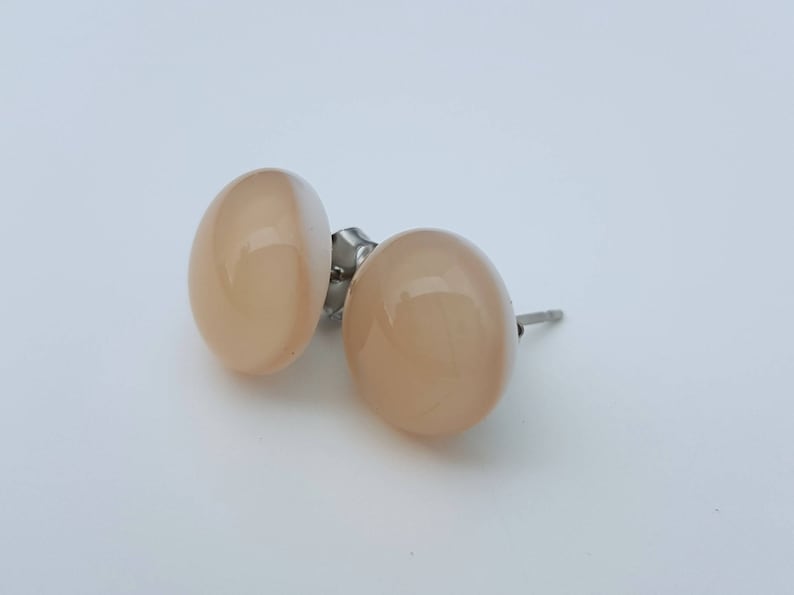 Champagne Fused Glass Stud Earrings