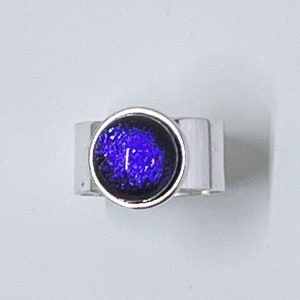 Purple Dichroic Fused Glass Adjustable Ring image 1