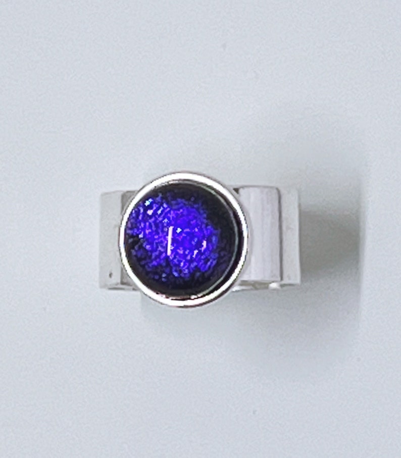 Purple Dichroic Fused Glass Adjustable Ring image 1
