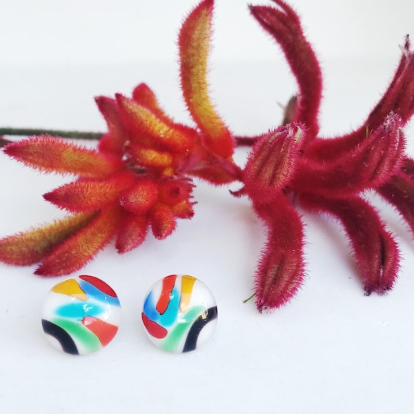Fused Glass Earrings Etsy