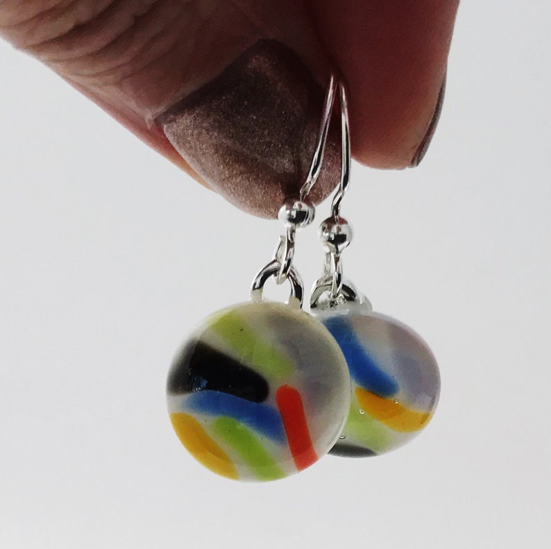 Sprinkles Fused Glass Short Dangle Earrings image 2