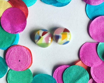 Confetti Fused Glass Stud Earrings