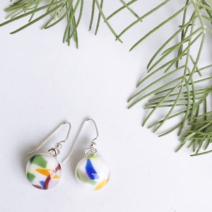 Confetti Fused Glass Short Dangle Earrings image 2