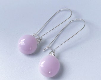 Pink Fused Glass Sterling Silver Danglies Earrings