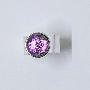 Pinky Purple Dichroic Fused Glass Adjustable Ring image 1