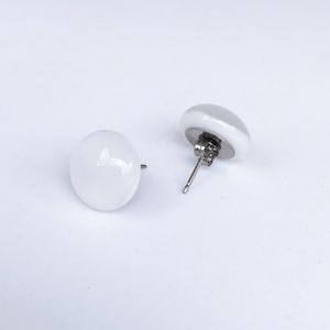 White Fused Glass Stud Earrings image 4